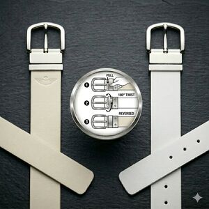 Dockers REVERSIBLE Leather Belt - Cream & White - Tonal 2-in-1 - Size Medium